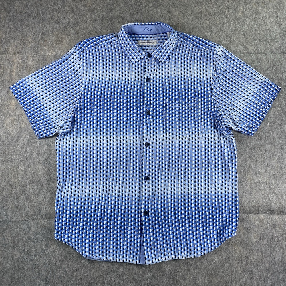 Tommy Bahama‎ The Veracruz Bay Polo Shirt Men's Large Blue Short Sleeve Resort